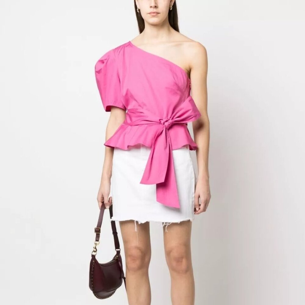 Polo Ralph Lauren Bow-Detail One-Shoulder Poplin Top